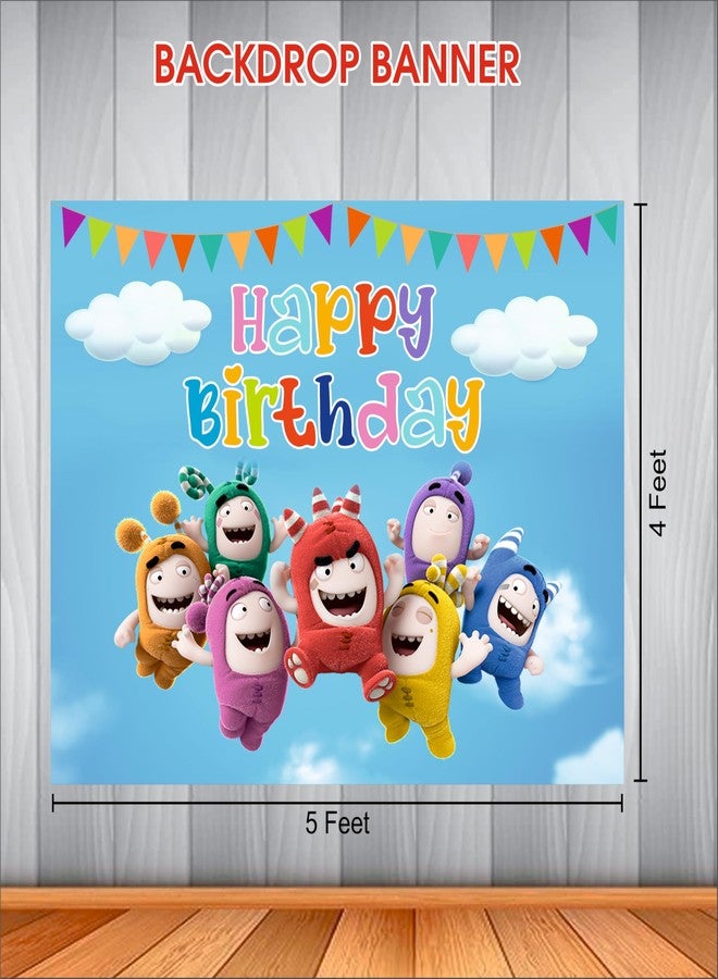 Party Baazaar Oddbods Birthday Backdrop 5x4 Ft | Backdrops for Decoration | Birthday Decoration Backdrop | Banner for Kids Theme Party - Image 3